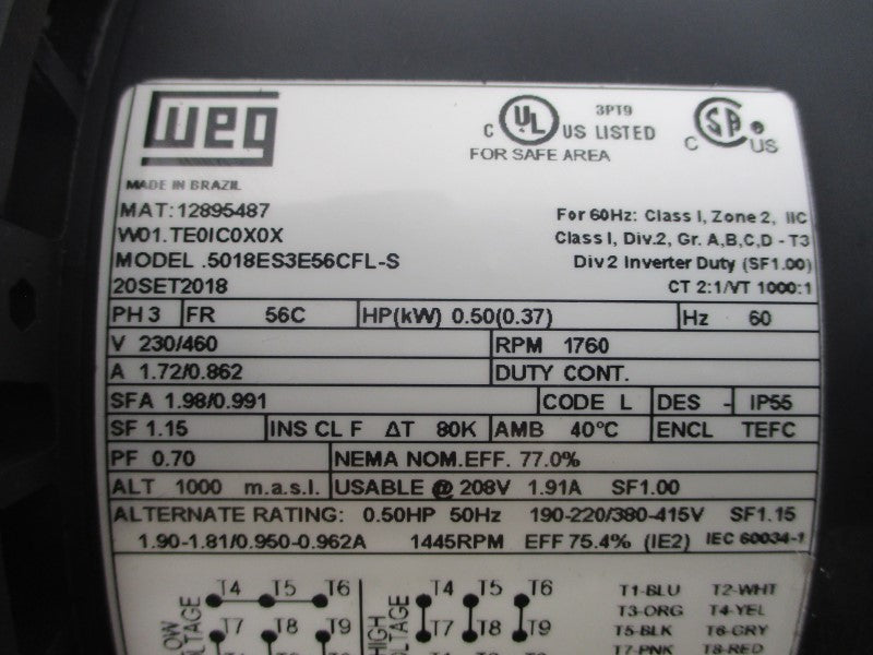 MILTON ROY MRA15E15S5APPNNNNY 230/460V 1.7/0.862A 100/925PSI NSNP