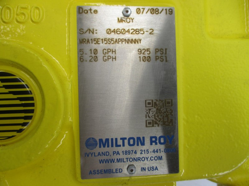 MILTON ROY MRA15E15S5APPNNNNY 230/460V 1.7/0.862A 100/925PSI NSNP