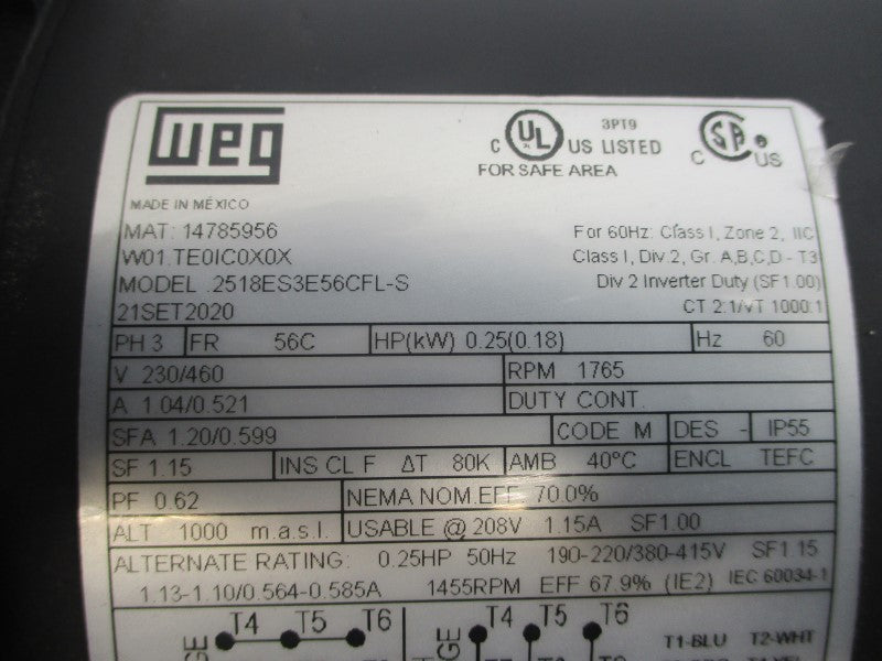 MILTON ROY MRA11F15A2APPNNNNNVNNNNNNN 230/460V 1.04/0.521A 100/350PSI NSNP