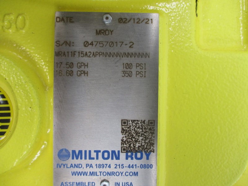 MILTON ROY MRA11F15A2APPNNNNNVNNNNNNN 230/460V 1.04/0.521A 100/350PSI NSNP