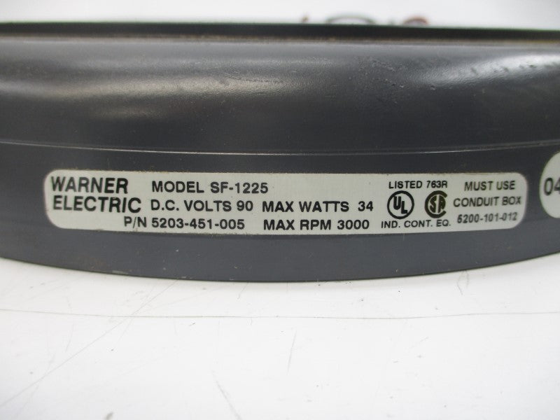 WARNER ELECTRIC 5203-451-005 SF-1225 90VDC (AS PICTURED) NSNP