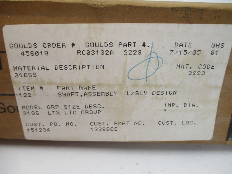 GOULDS PUMPS RC03132A 2229 NSMP