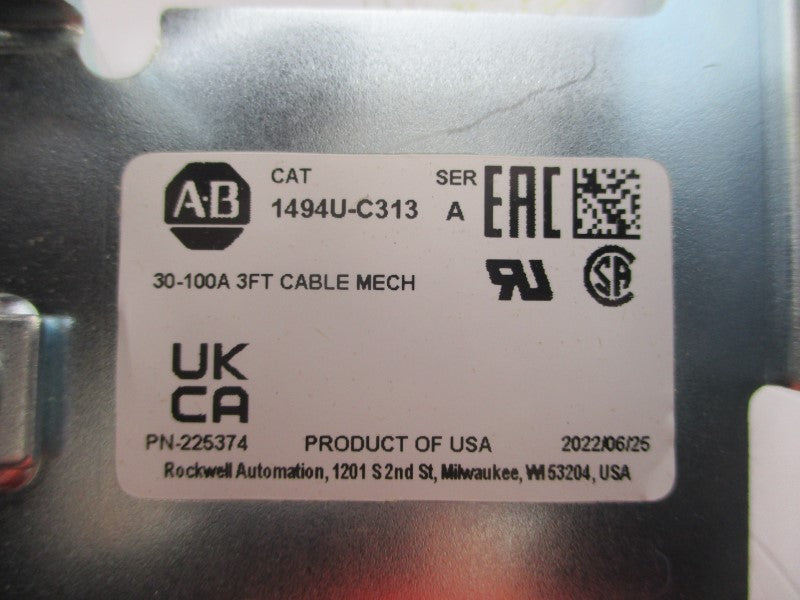 ALLEN BRADLEY 1494U-C313 SER. A 30-100A 3FT (BR/WH) NSMP