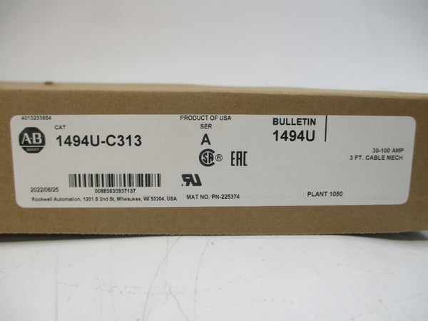 ALLEN BRADLEY 1494U-C313 SER. A 30-100A 3FT (BR/WH) NSMP