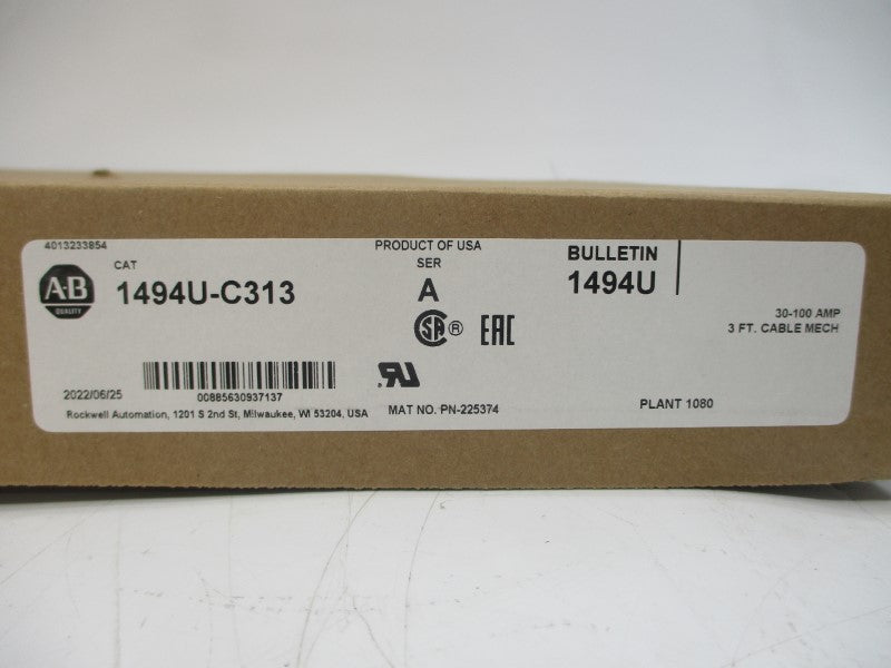 ALLEN BRADLEY 1494U-C313 SER. A 30-100A 3FT (BR/WH) NSMP