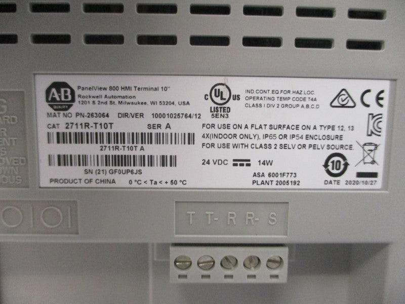 ALLEN BRADLEY 2711R-T10T SER. A 24VDC (BR/WH) REMAN