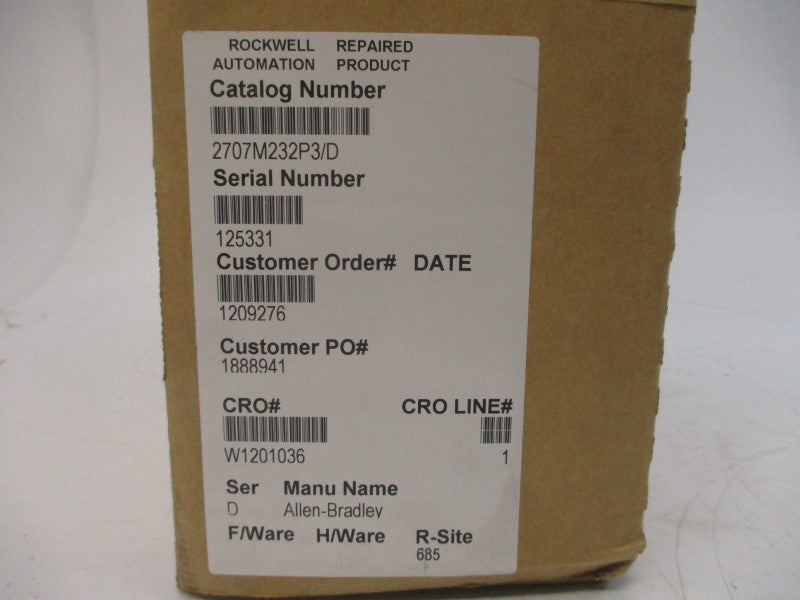 ALLEN BRADLEY 2707-M232P3X SER. D 18-30VDC (BR/WH) REMAN