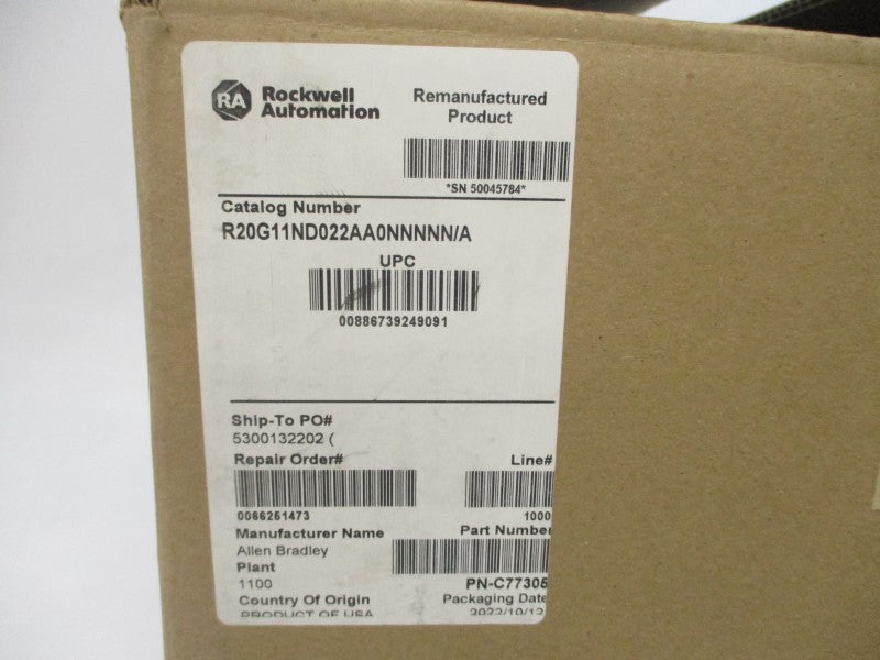 ALLEN BRADLEY 20G11ND022AA0NNNNN SER. A F/W 14.005 480VAC 22A REMAN
