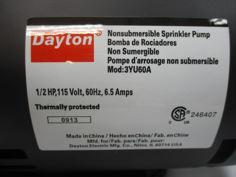 DAYTON 3YU60A 115V 6.5A NSMP