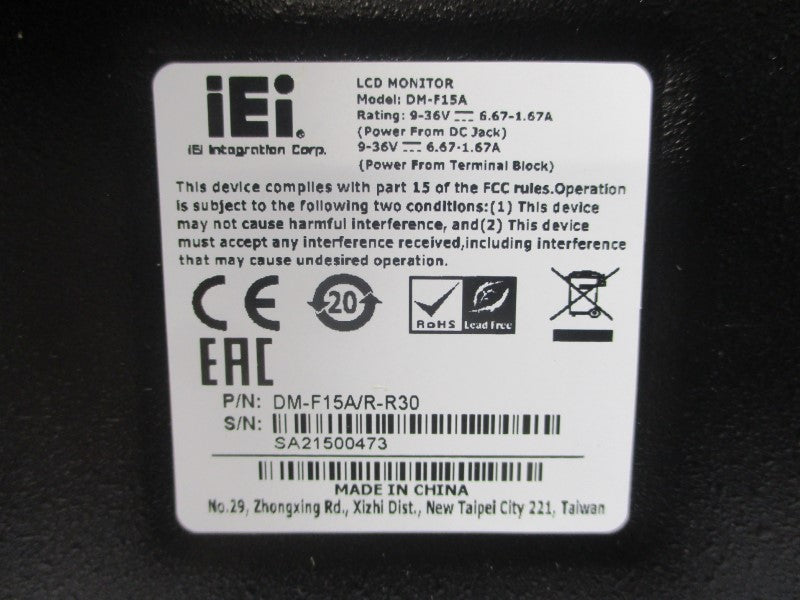 IEI DM-F15A/R-R30 DM-F15A 9-36V 1.67A NSMP