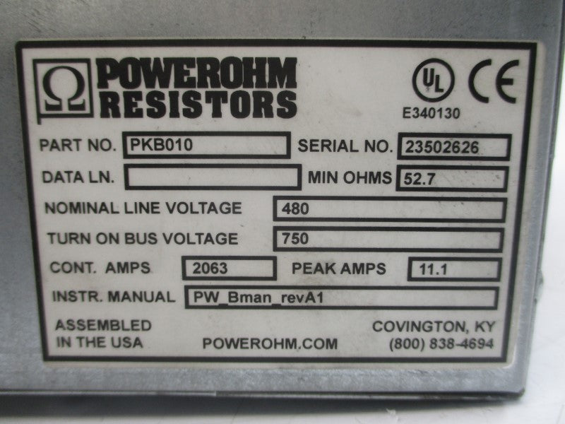 POWEROHM RESISTORS PKB010 480V 2063A UNMP