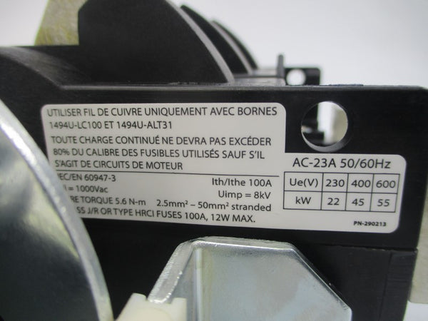 ALLEN BRADLEY 1494U-D100 SER. A 600VAC 100A (BR/WH) NSMP