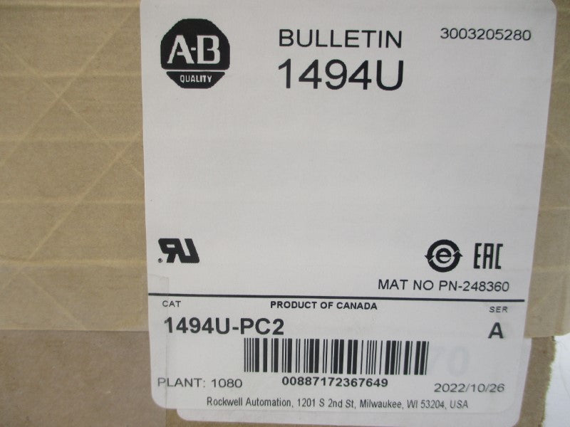 ALLEN BRADLEY 1494U-PC2 SER. A (BR/WH) NSMP
