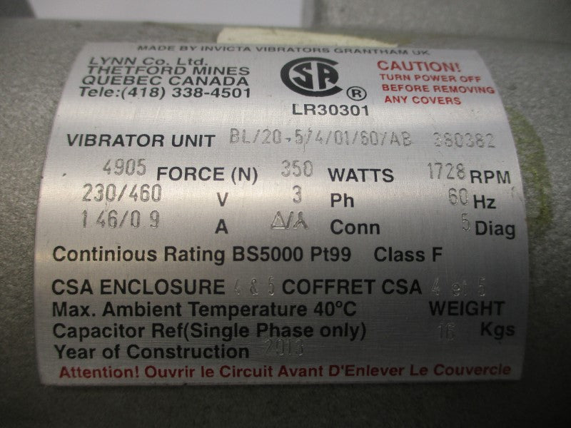 INVICTA BL/20-5/4/01/60/AB 230/460V 1.46/0.9A UNMP