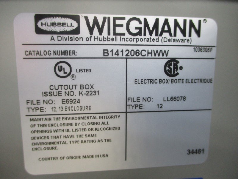 WIEGMANN B141206CHWW NSMP