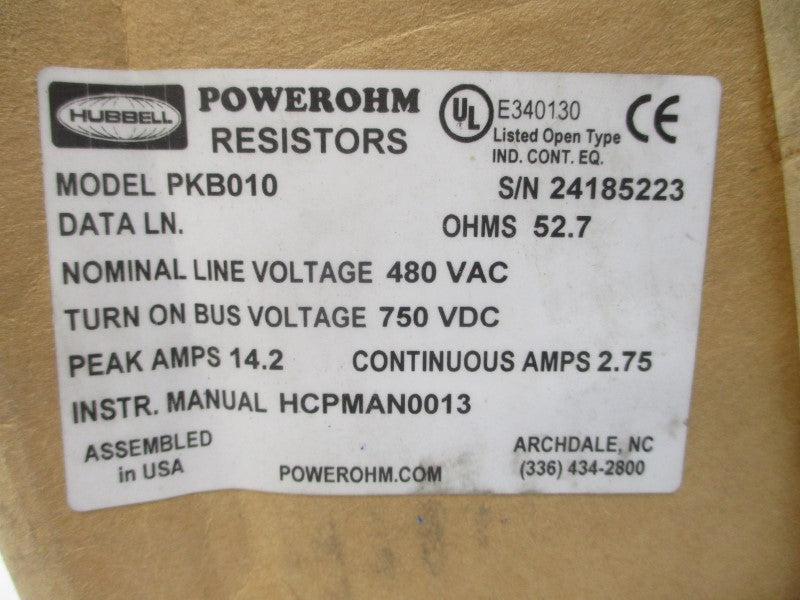POWEROHM RESISTORS PKB010 480V NSMP