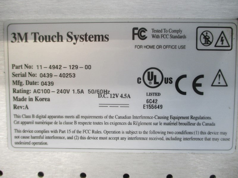 SPARE PART 11-4942-129-00 100-240VAC 1.5A REV. A UNMP