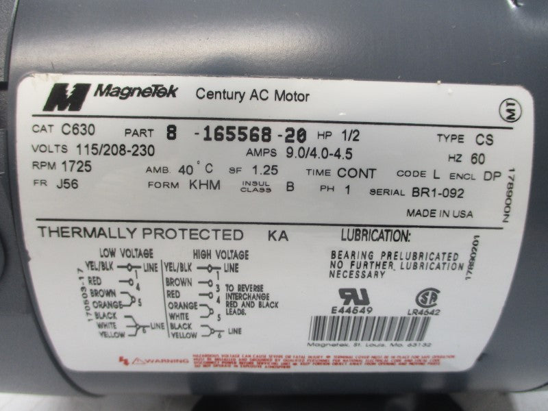 MAGNETEK C630 8-165568-20 115/208-230VAC 9.0/4.0-4.5A NSNP