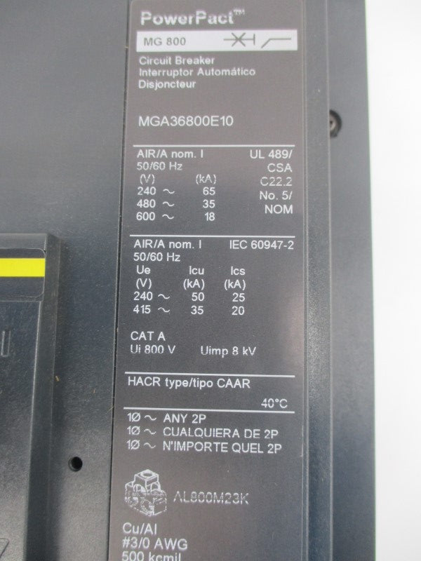 SQUARE D MGA36800E10 SER. 1 600V 800A NSNP