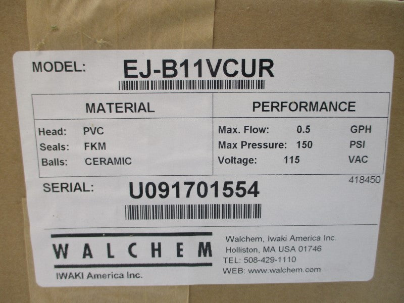 WALCHEM IWAKI EJ-B11VCUR 115VAC 150PSI NSFS