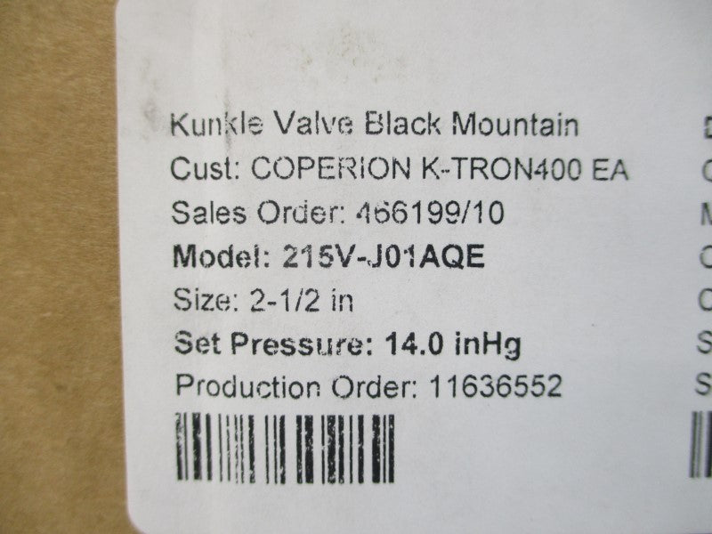 KUNKLE VALVE 215V-J01AQE CRN0C8022.513467890NYTADD3  2-1/2" NSMP
