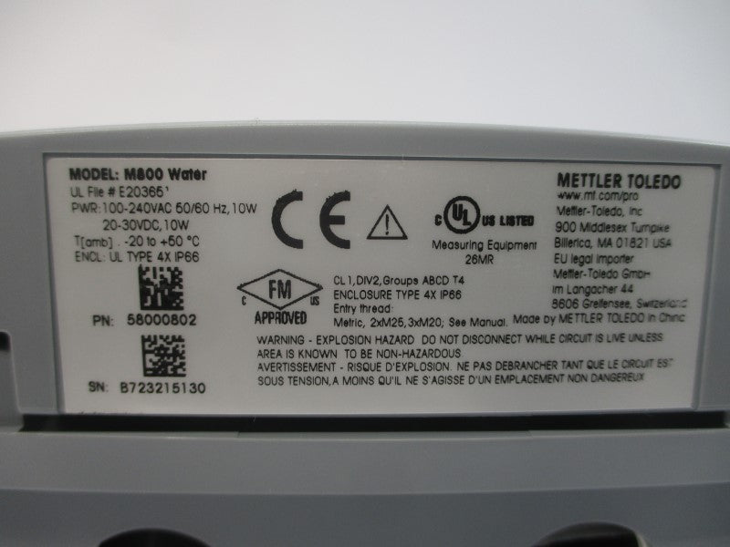 METTLER TOLEDO 58000802 M800 100-240VAC NSMP