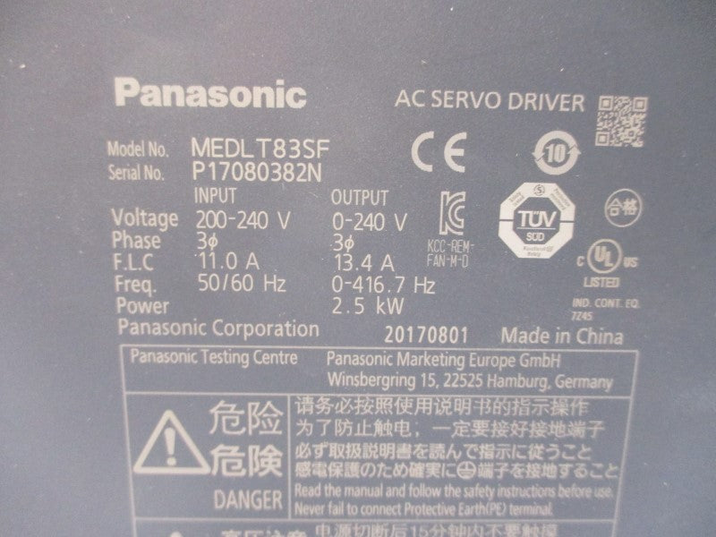 PANASONIC MEDLT83SF 200-240VAC 11.0/13.4A NSNP