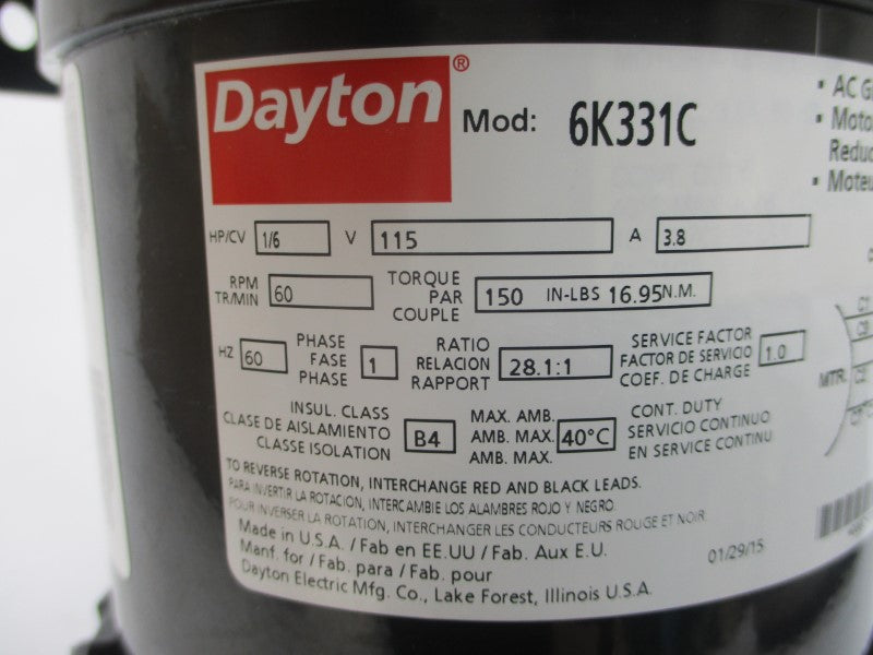 DAYTON 6K331C 115V 3.8A NSMP