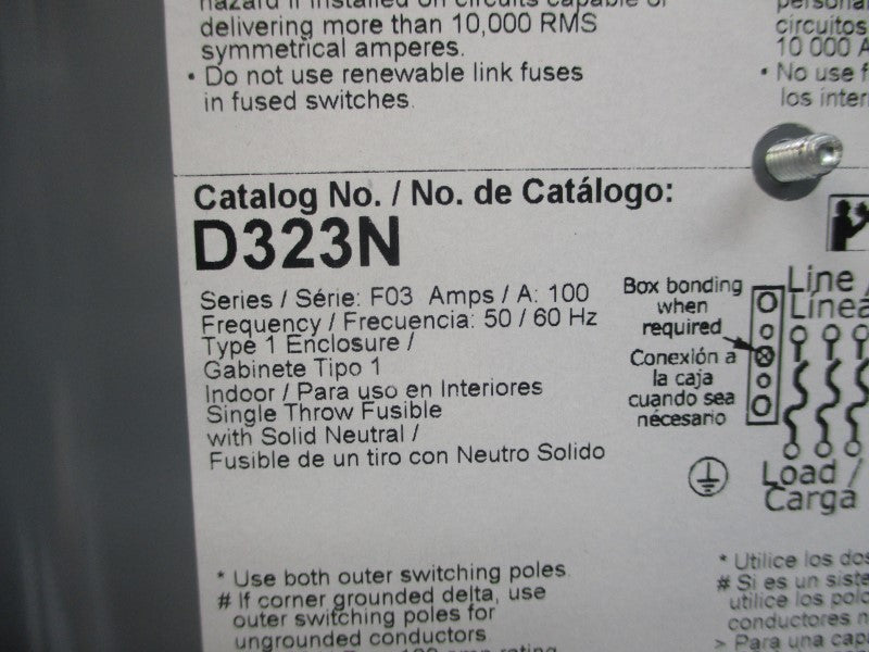 SQUARE D D323N SER. F03 240VAC 100A NSMP
