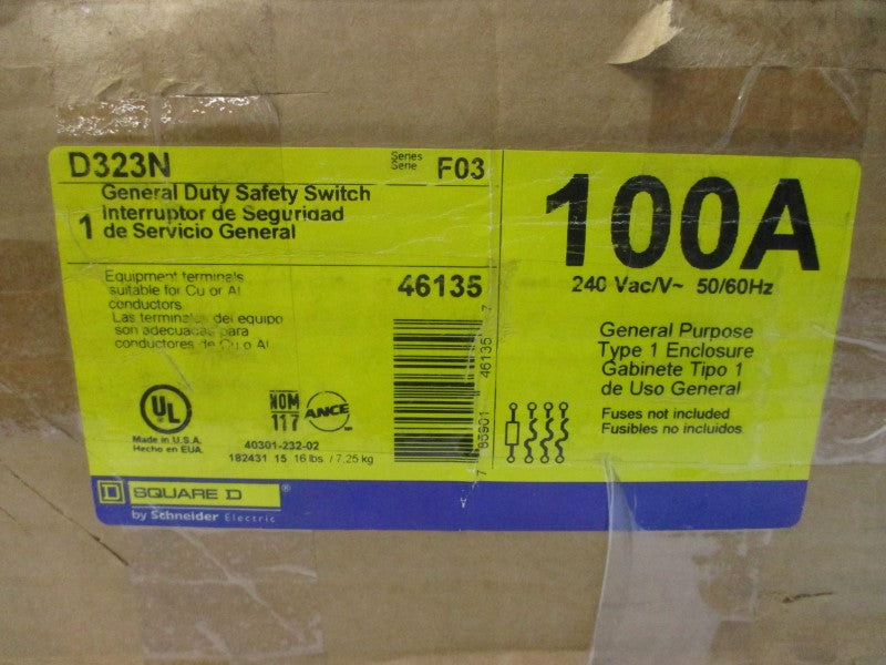 SQUARE D D323N SER. F03 240VAC 100A NSMP