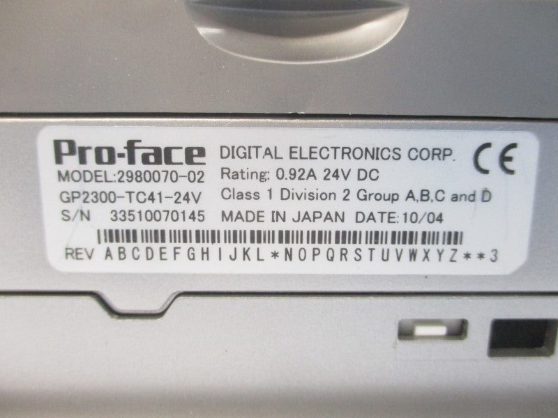 PRO-FACE 2980070-02 GP2300-TC41-24V 24VDC 0.92A NSMP