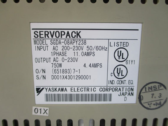 YASKAWA ELECTRIC SGDA-08APY238 200-230VAC 11.0A NSMP