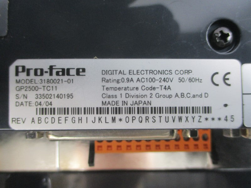 PRO-FACE 3180021-01 GP2500-TC11 100-240VAC 0.9A NSMP