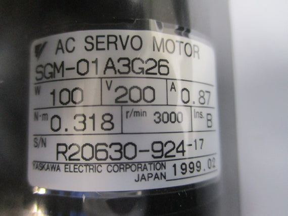 YASKAWA ELECTRIC SGM-01A3G26 200VAC 0.87A NSMP