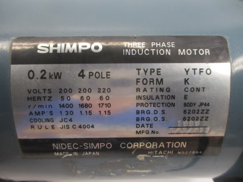 SHIMPO YTFO RXM-200B 200/230V 1.30/1.15A NSNP