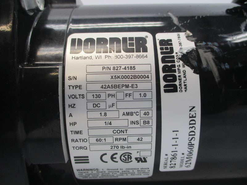 DORNER 827-4185 42A5BEPM-E3 130VDC 1.8A NSNP