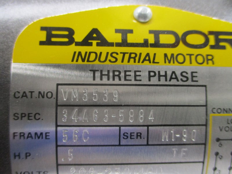 BALDOR VM3539 34A63-5884 208-230/460V 2.5-2.4/1.2A NSMP