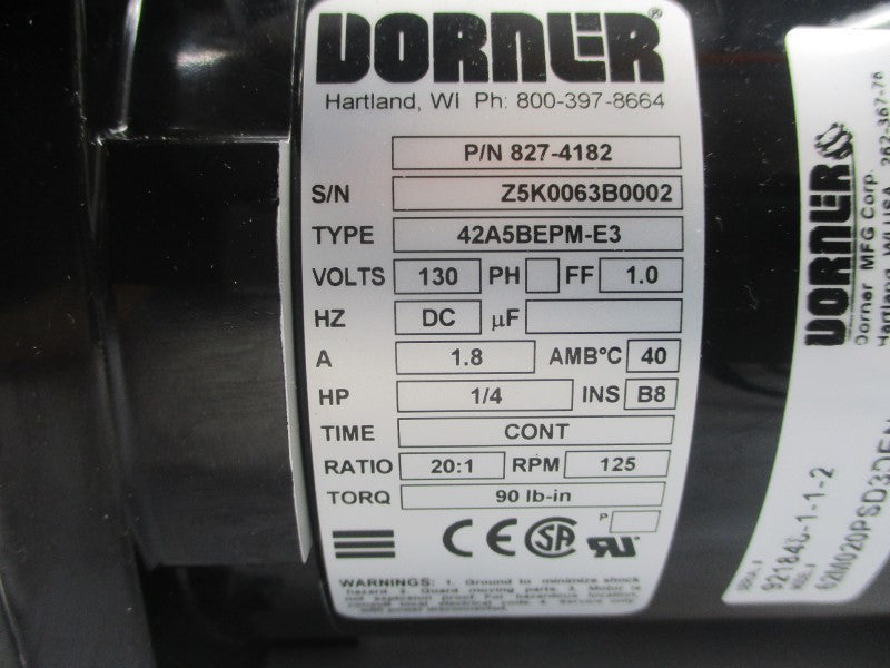DORNER 827-4182 42A5BEPM-E3 130VDC 1.8A NSNP
