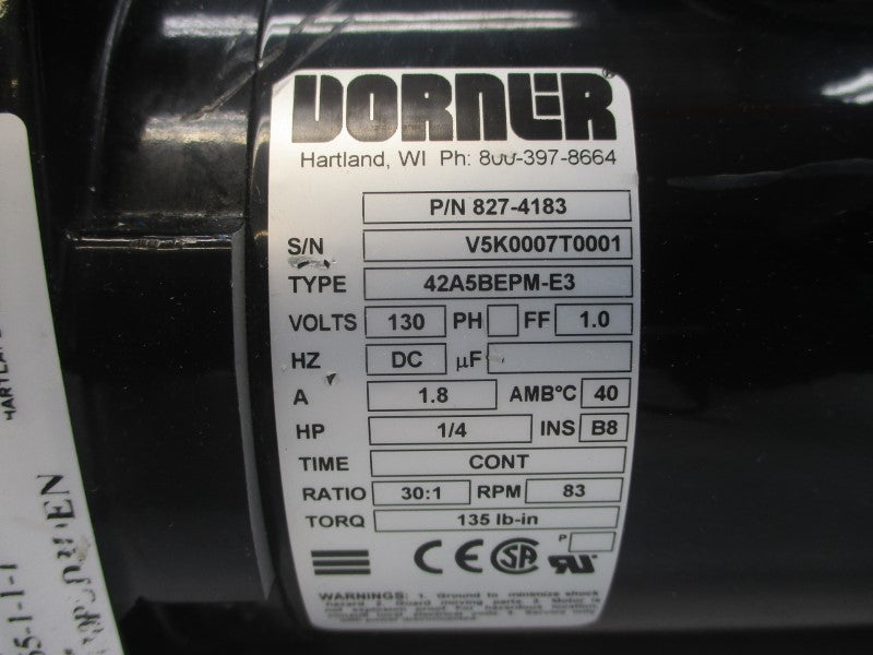DORNER 827-4183 42A5BEPM-E3 130VDC 1.8A NSNP