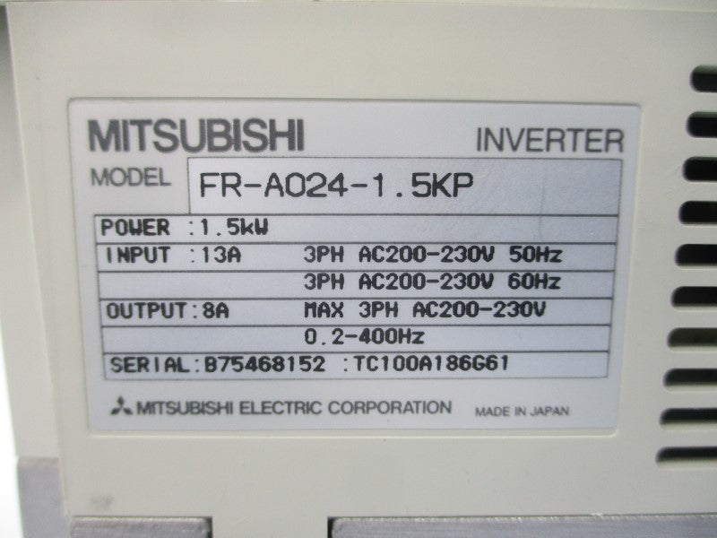 MITSUBISHI FR-A024-1.5KP 200-230VAC 13A NSMP