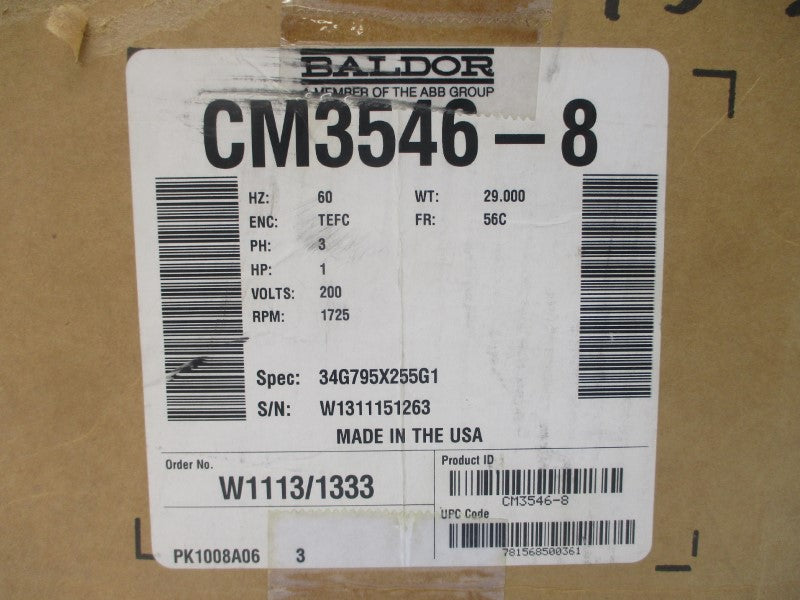 BALDOR CM3546-8 34G795X255G1 200V 3.9A NSMP