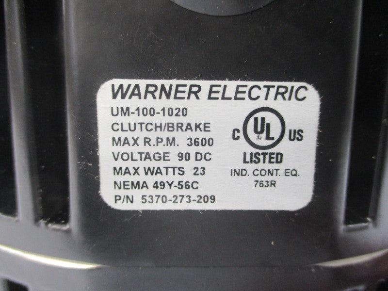 WARNER ELECTRIC 5370-273-209 UM-100-1020 90VDC NSNP