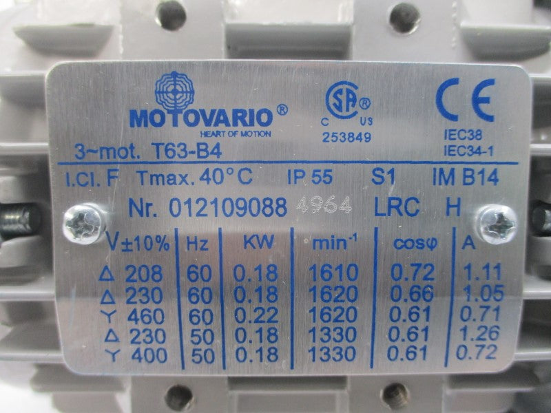 MOTOVARIO T63-B4 460V 1.26A NSNP