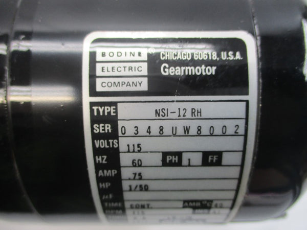 BODINE ELECTRIC NSI-12RH RATION 15:1 115V .75A NSNP