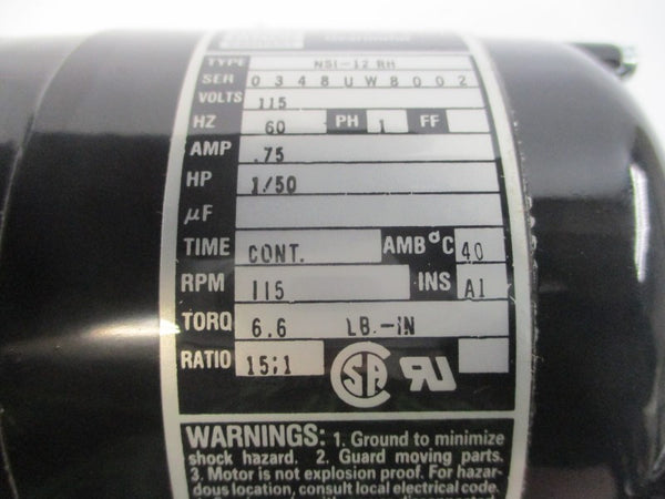 BODINE ELECTRIC NSI-12RH RATION 15:1 115V .75A NSNP