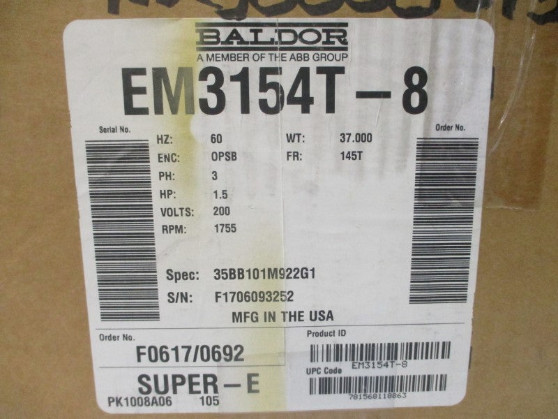 BALDOR EM3154T-8 35BB101M922G1 200V 5.1A NSMP