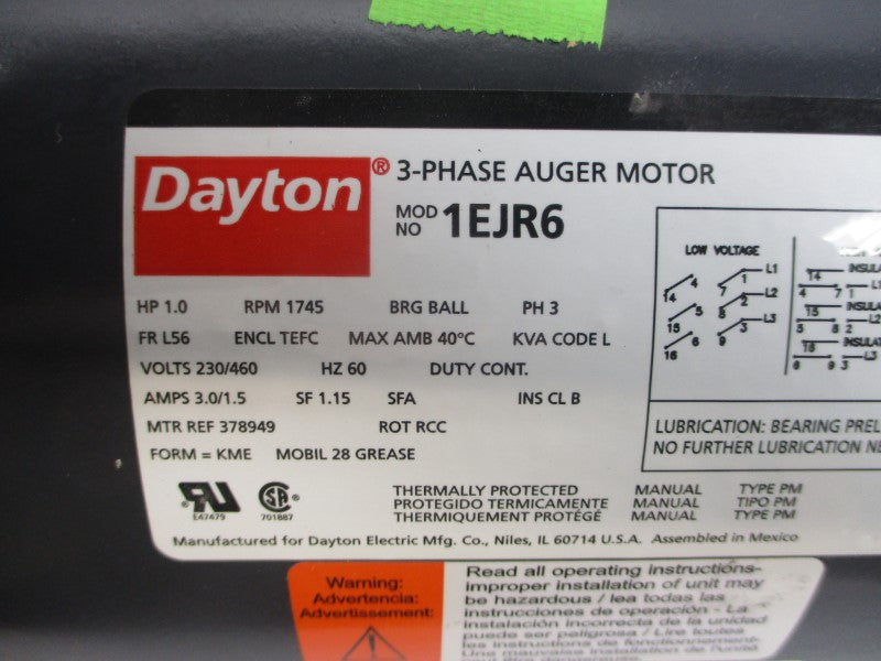 DAYTON 1EJR6 230/460V 3.0/1.5A NSMP