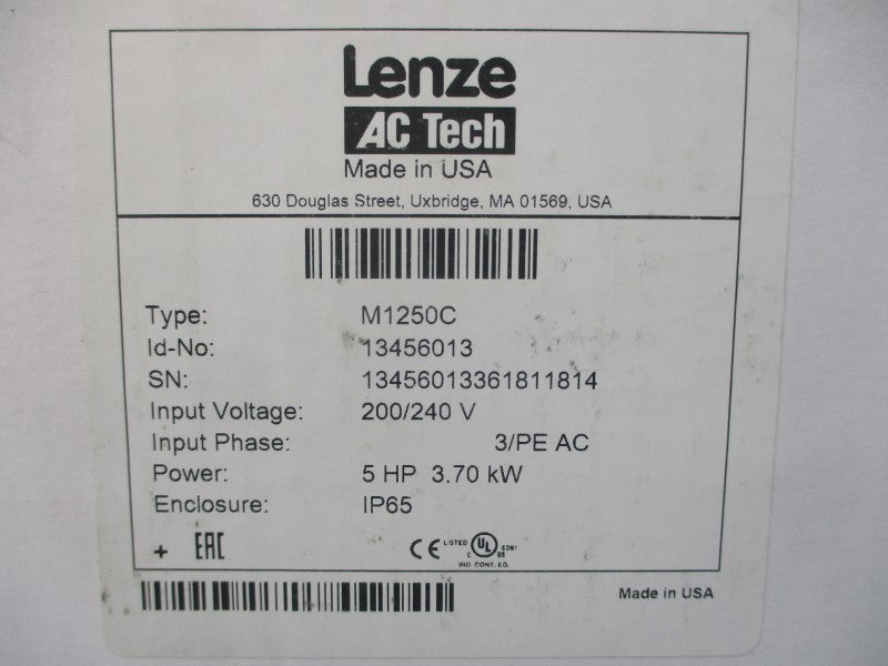 LENZE M1250C 13456013 200/240VAC NSFS