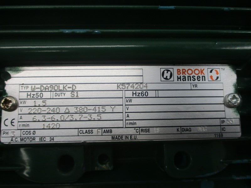 BROOK HANSEN W-DA90LK-D K574204 220-240/380-415V 6.3-6.0/3.7-3.5A NSNP