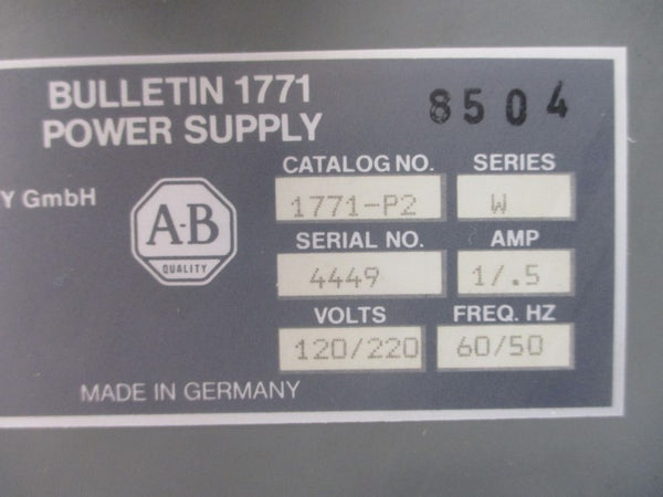 ALLEN BRADLEY 1771-P2 SER. W 120/220V 1/.5A UNMP